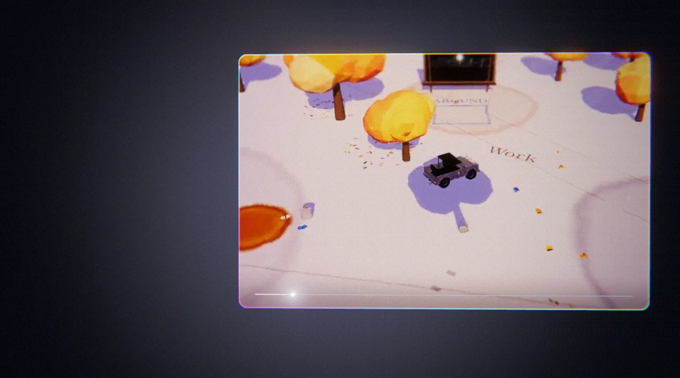 A frame from the Appel island film, held exactly where the reader's hand is.